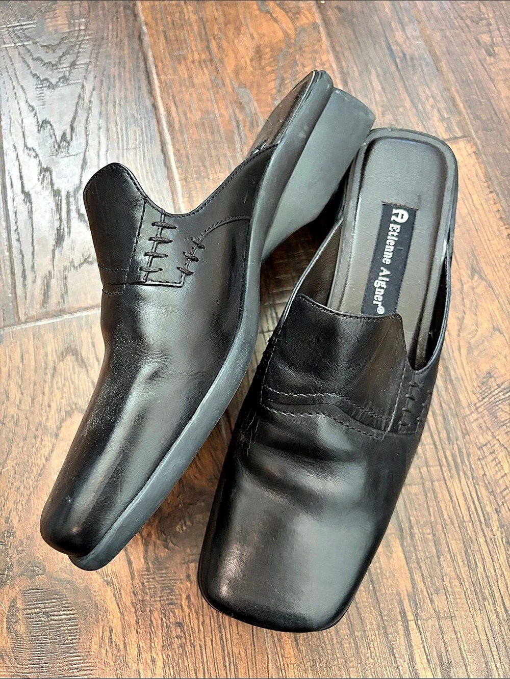 Etienne Aigner Black Leather Mules US 81⁄2